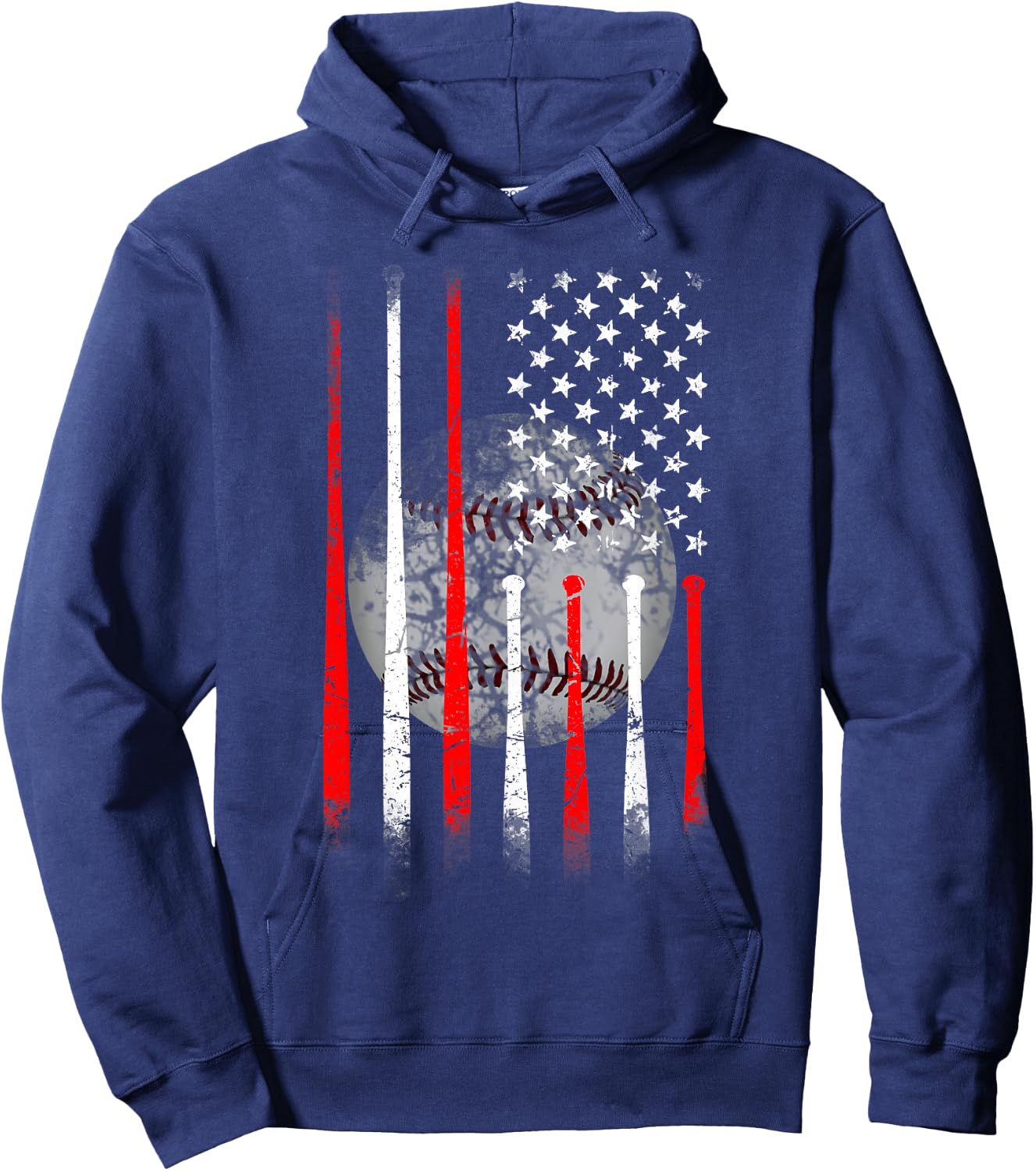 Baseball USA Flag American Flag Vintage Hoodie - Hoodie | Navy