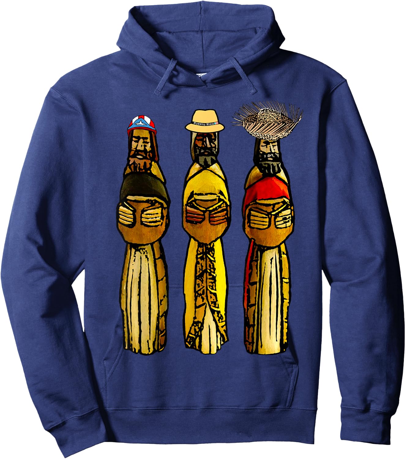 Three Boricua Kings Puerto Rican Wise Men Hoodie - Hoodie | Navy