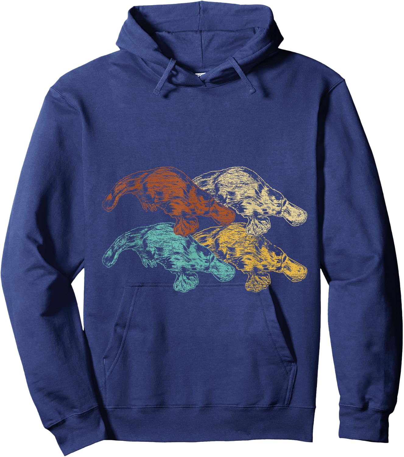 Retro Australian Animals Platypus Hoodie - Hoodie | Navy