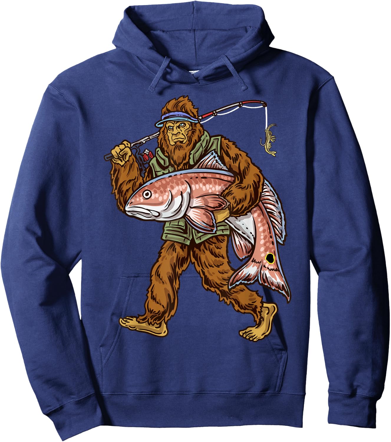 Redfish Fishing Hunting Bigfoot Fishermen Hoodie - Hoodie | Navy
