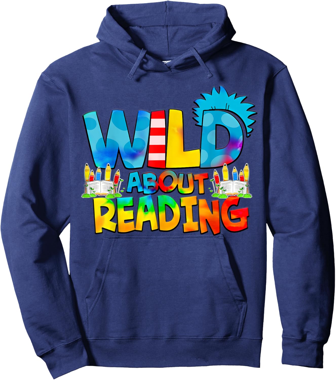 Wild for Reading Tie dye Rainbow Gifts Hoodie - Hoodie | Navy