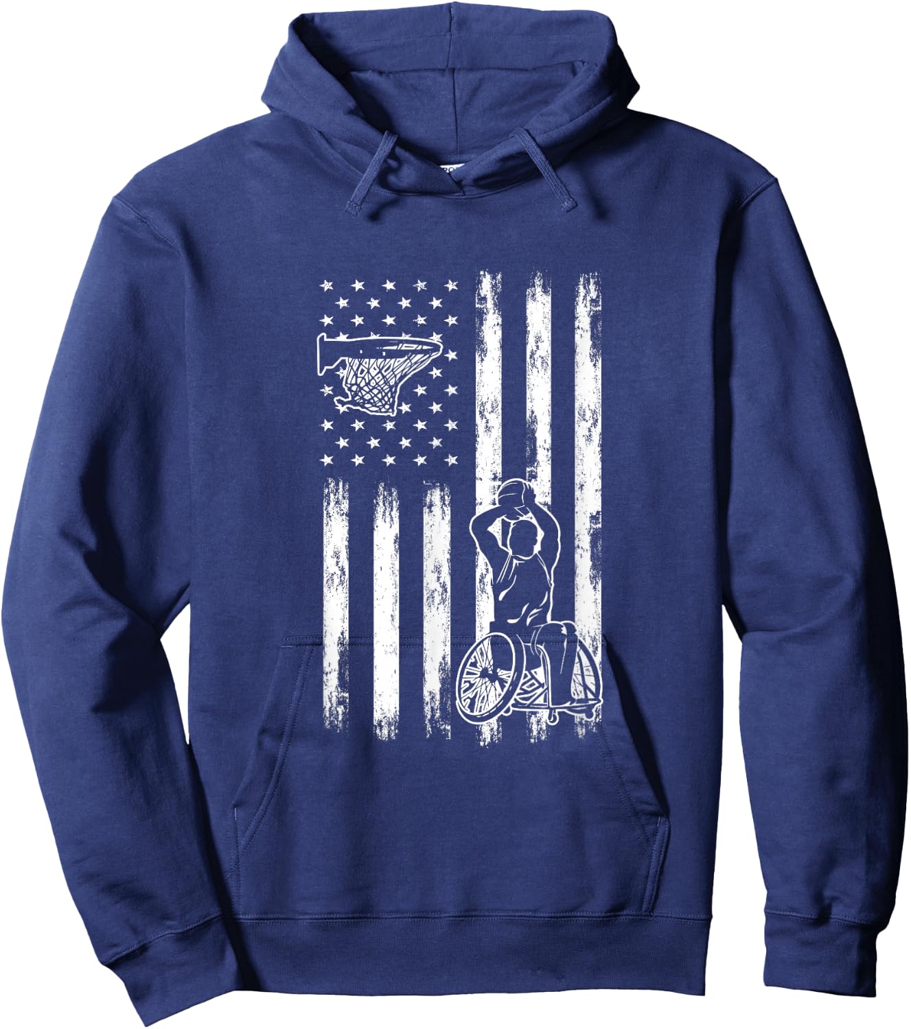 Wheelchair Basketball Player | USA Flag Hoodie - Hoodie | Navy