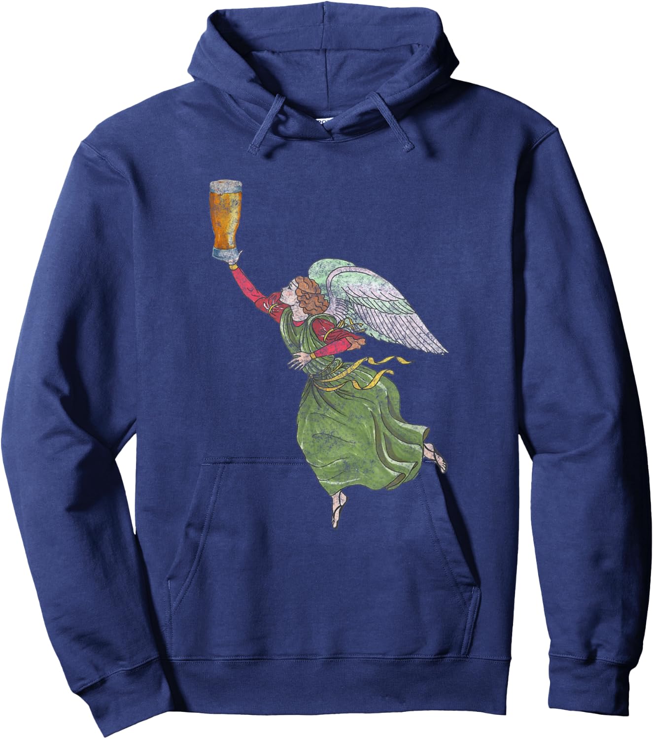 Vintage Angel Holding Beer Hoodie - Hoodie | Navy
