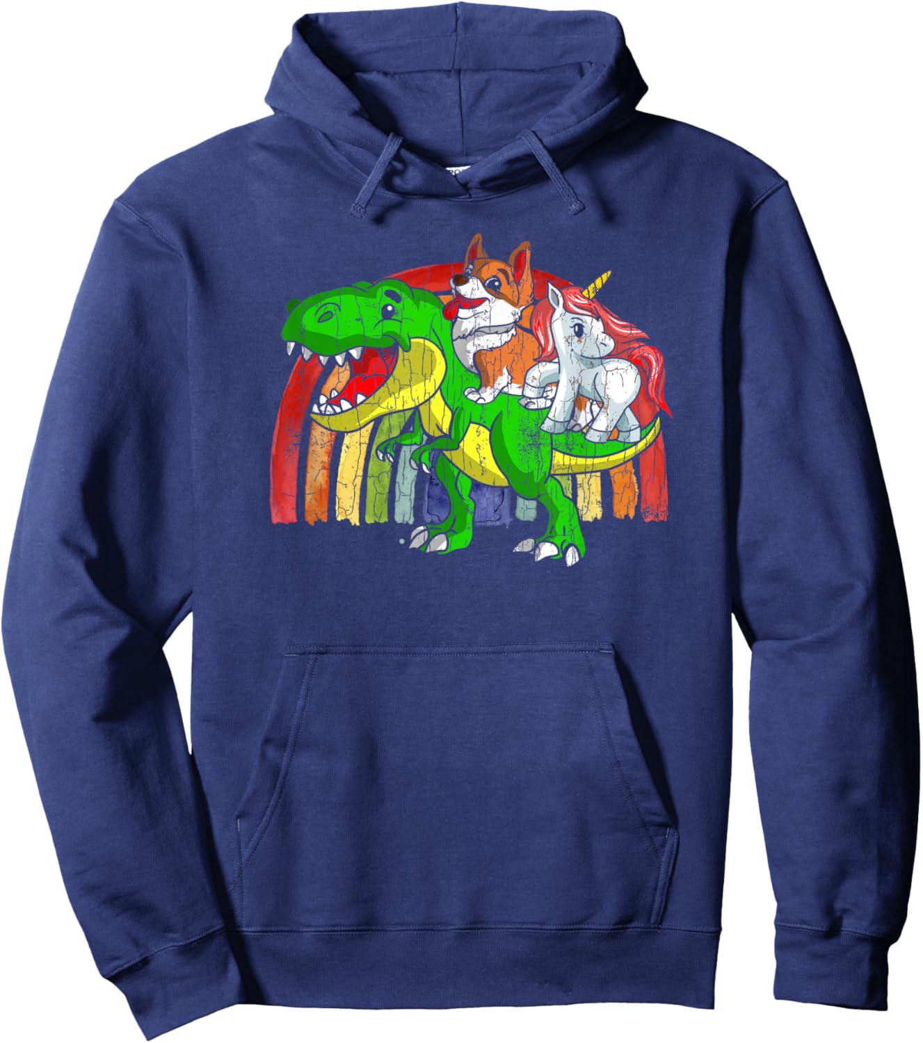 Australian Cattle Dog Unicorn Dinosaur Rex Hoodie - Hoodie | Navy