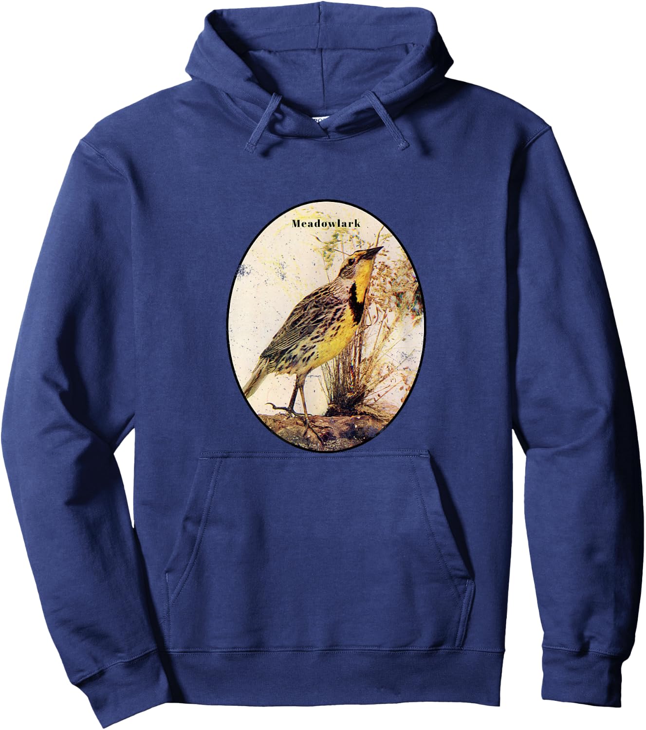 Retro Antique Meadowlark Vintage Bird Design Hoodie - Hoodie | Navy
