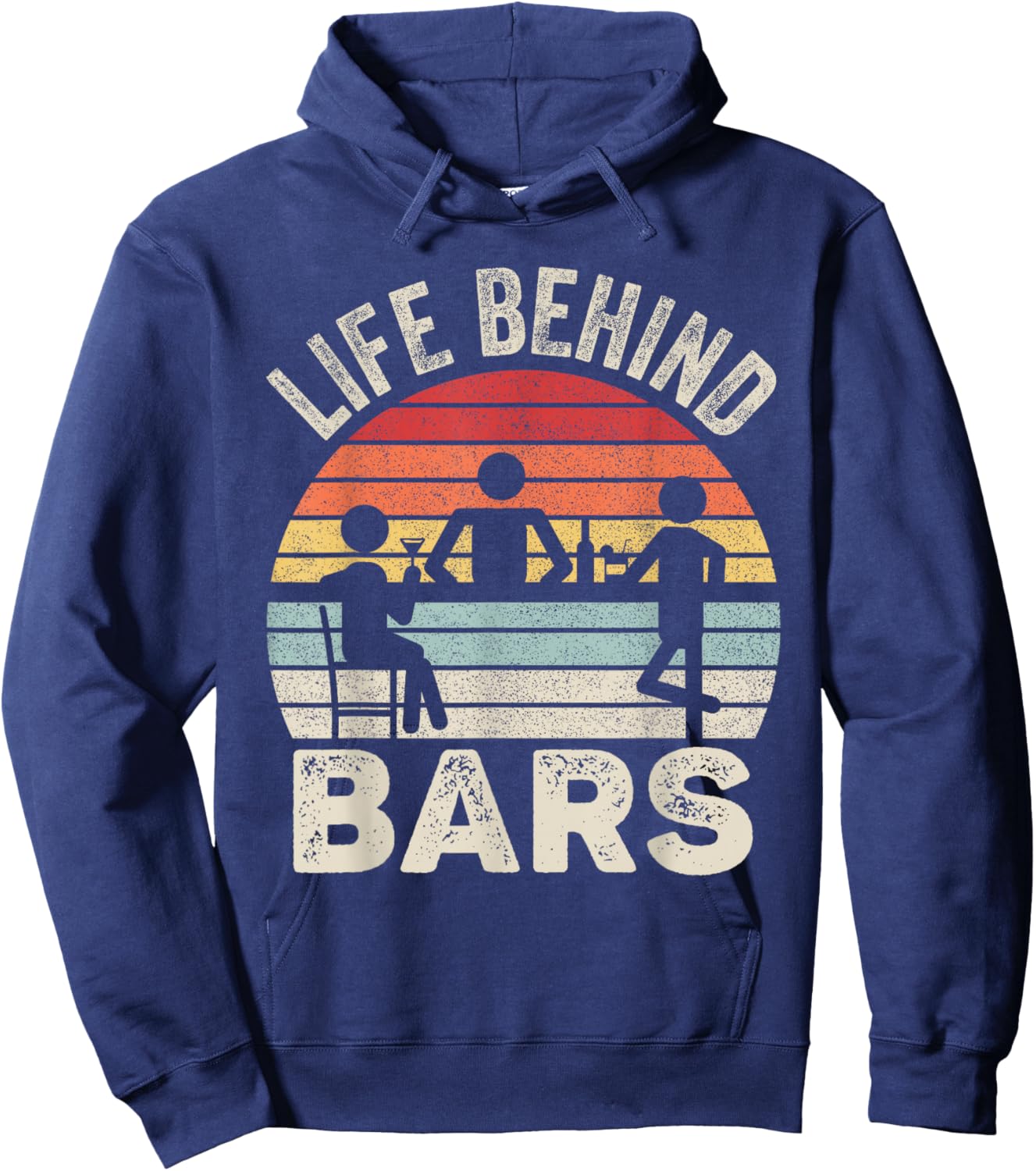 Vintage Retro Life Behind Bars Bartender Hoodie - Hoodie | Navy
