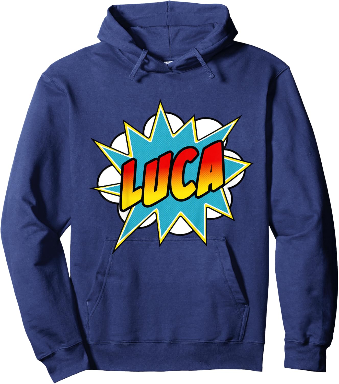 Kids Boys Luca Name Comic Book Superhero Hoodie - Hoodie | Navy