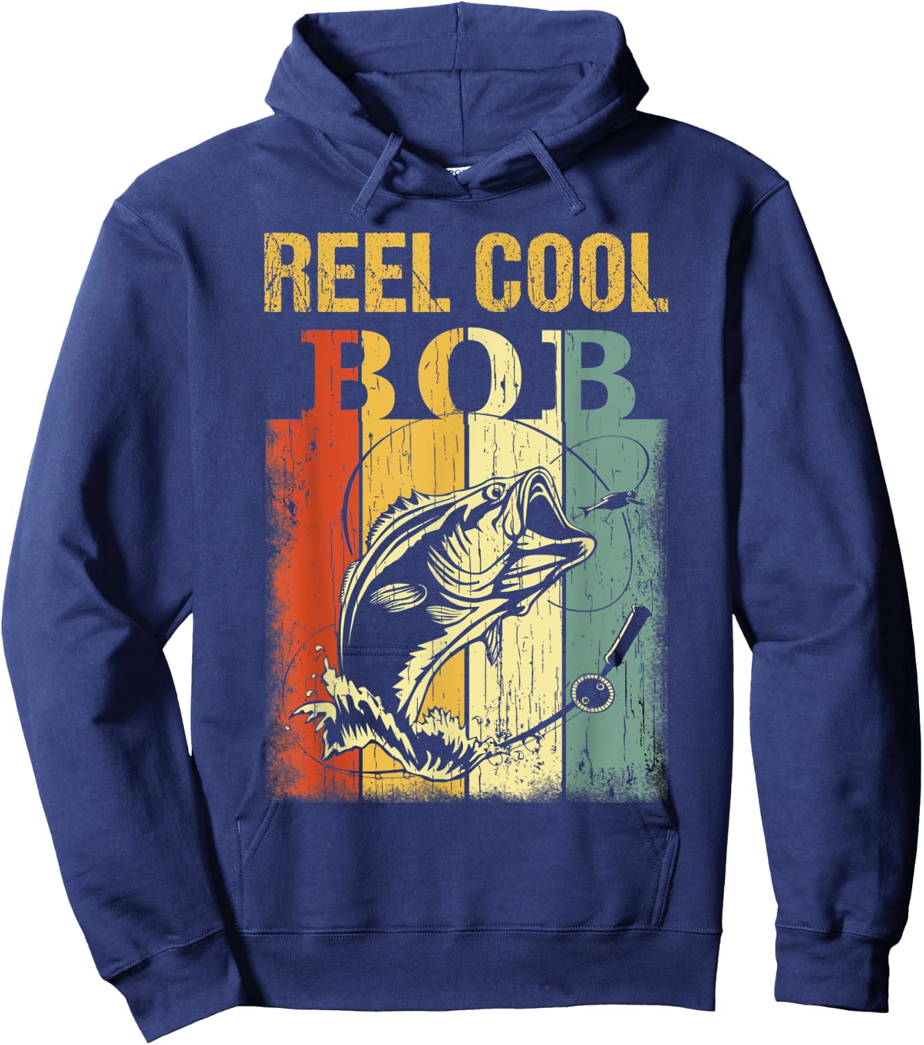 Reel Cool BOB Vintage Fishing Fathers Day Hoodie - Hoodie | Navy