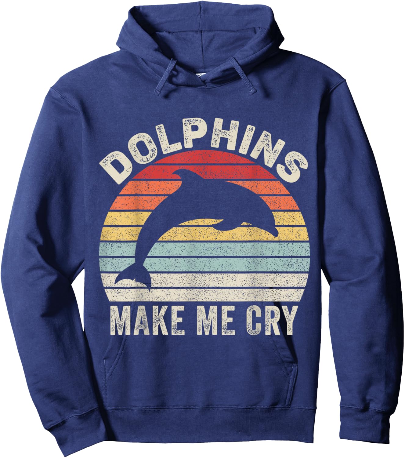 Vintage Retro Dolphins Make Me Cry Hoodie - Hoodie | Navy