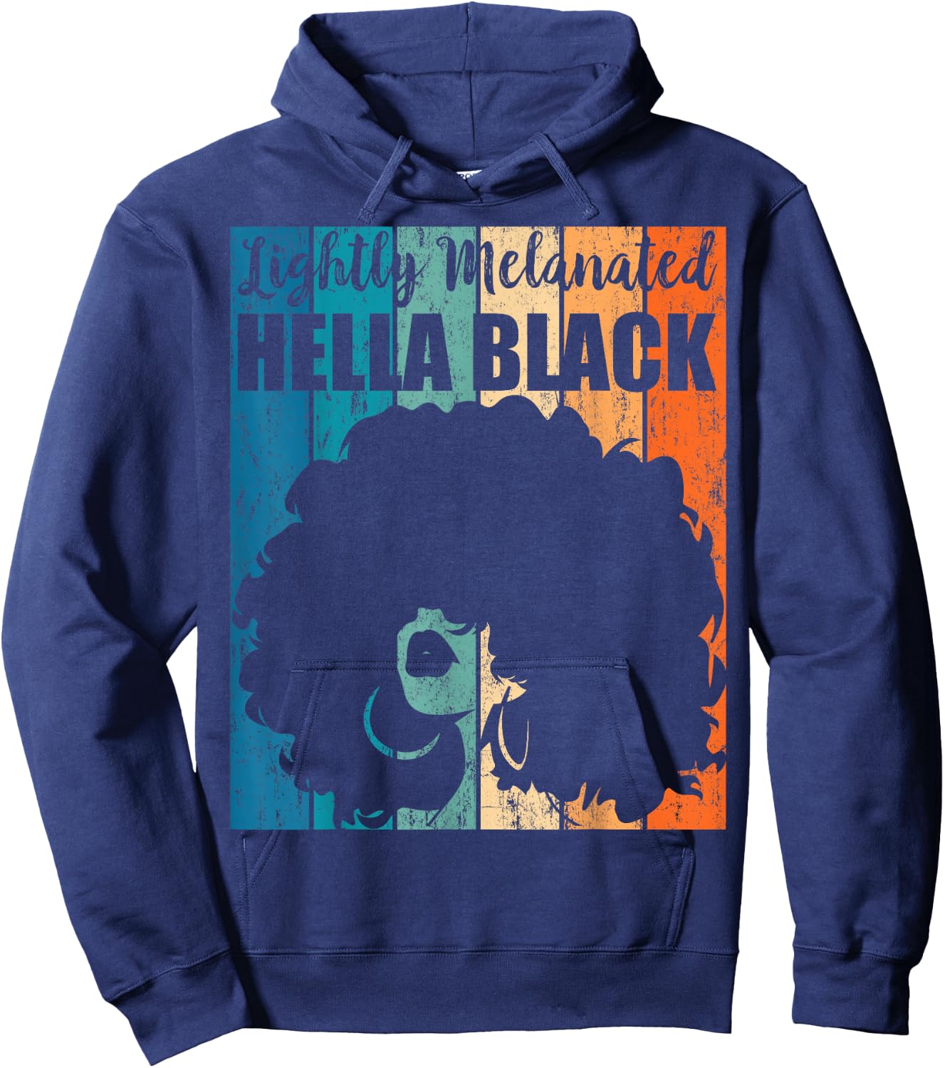 Lightly Melanated Hella Black Hoodie - Hoodie | Navy