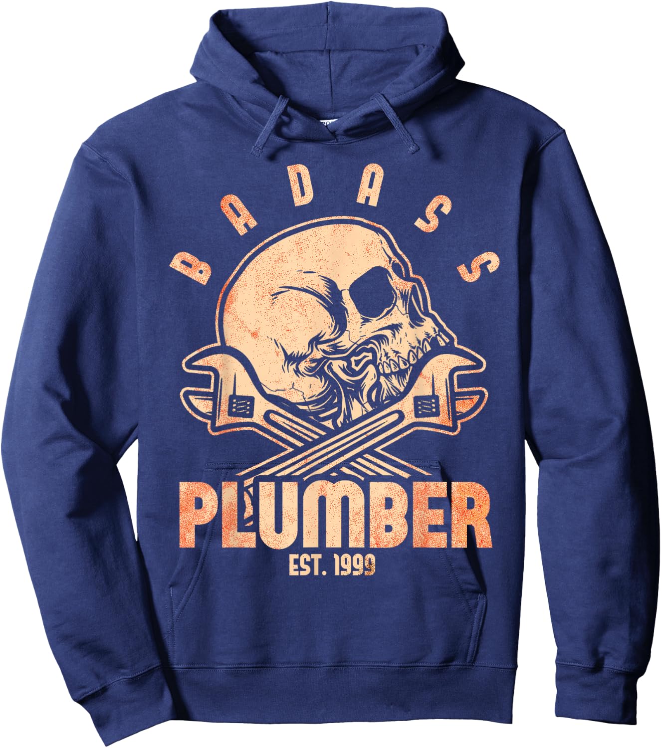 Badass Plumber Est. 1999 Funny Plumbing Hoodie - Hoodie | Navy