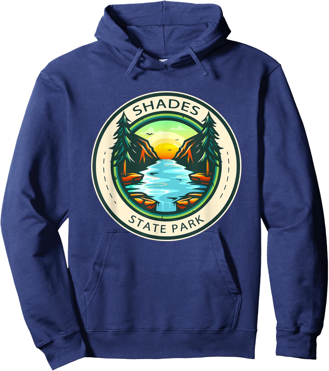 Shades State Park Indiana Badge Vintage Hoodie - Hoodie | Navy