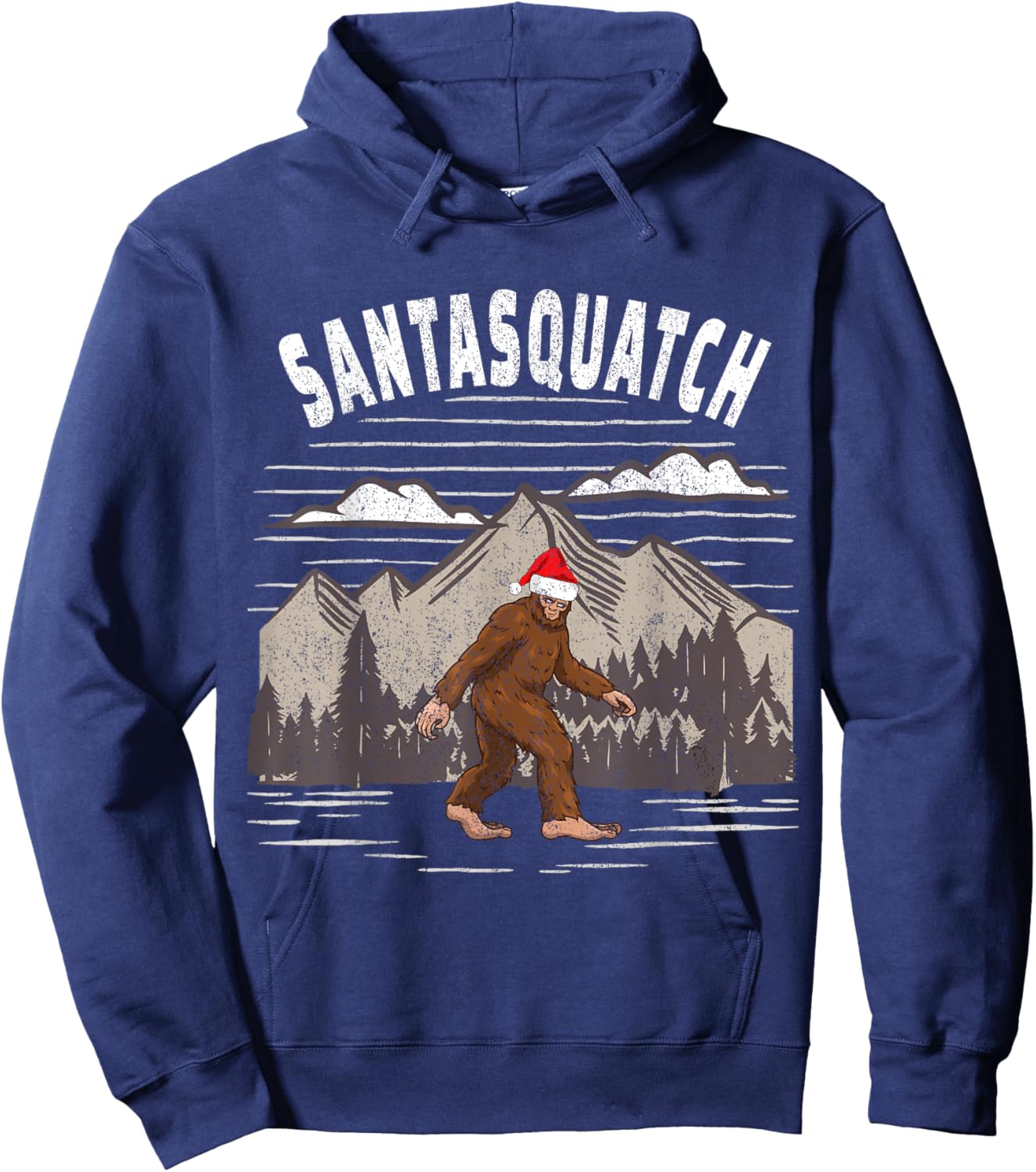 Christmas Sasquatch - Santasquatch Bigfoot Hoodie - Hoodie | Navy