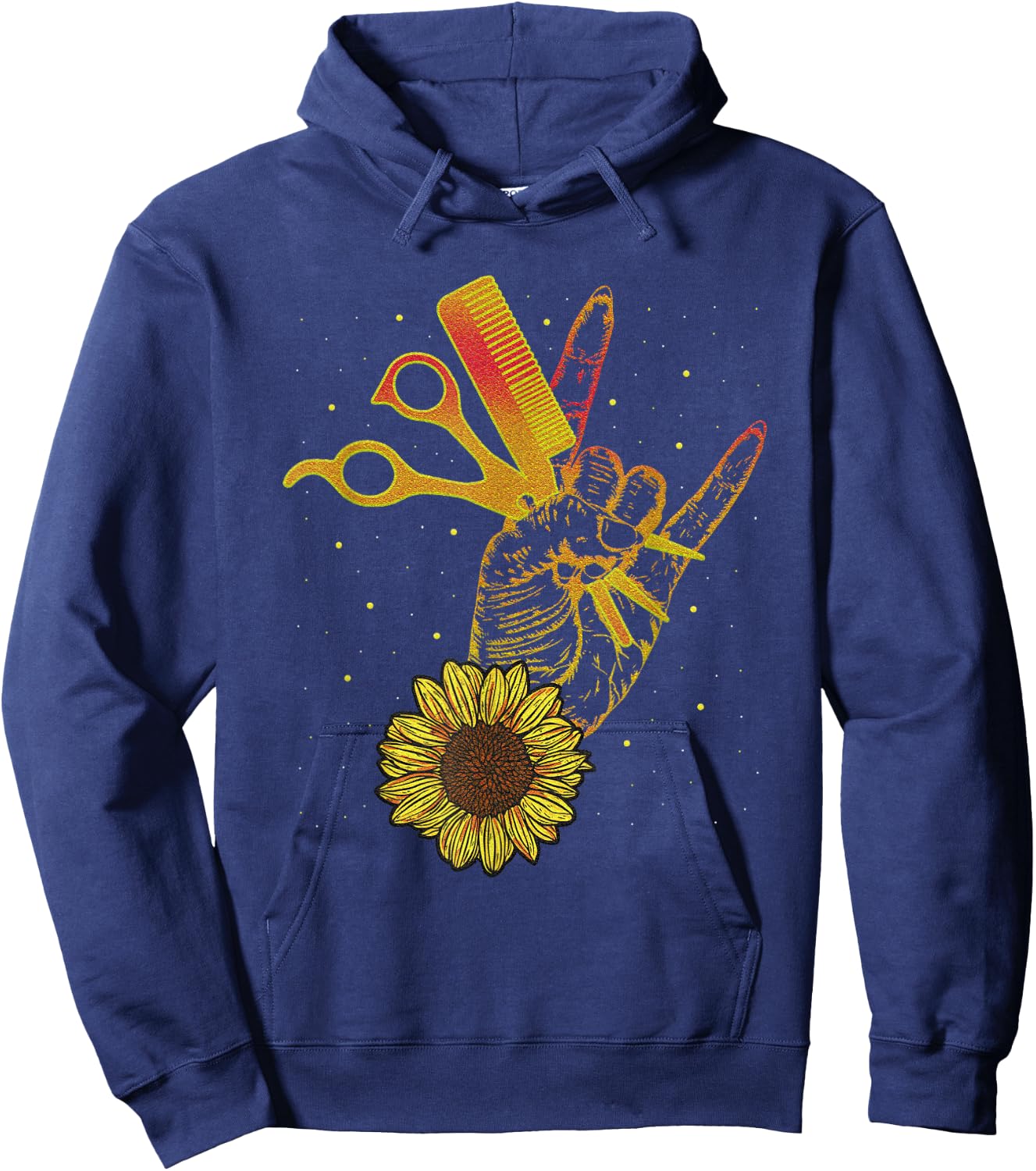 Hairstylist Sunflower Design Hippie Hair Salon Hoodie - Hoodie | Navy