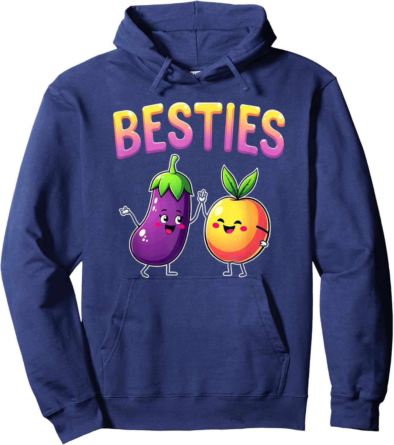 Adult Joke Bestie Eggplant & Peach Hoodie - Hoodie | Navy