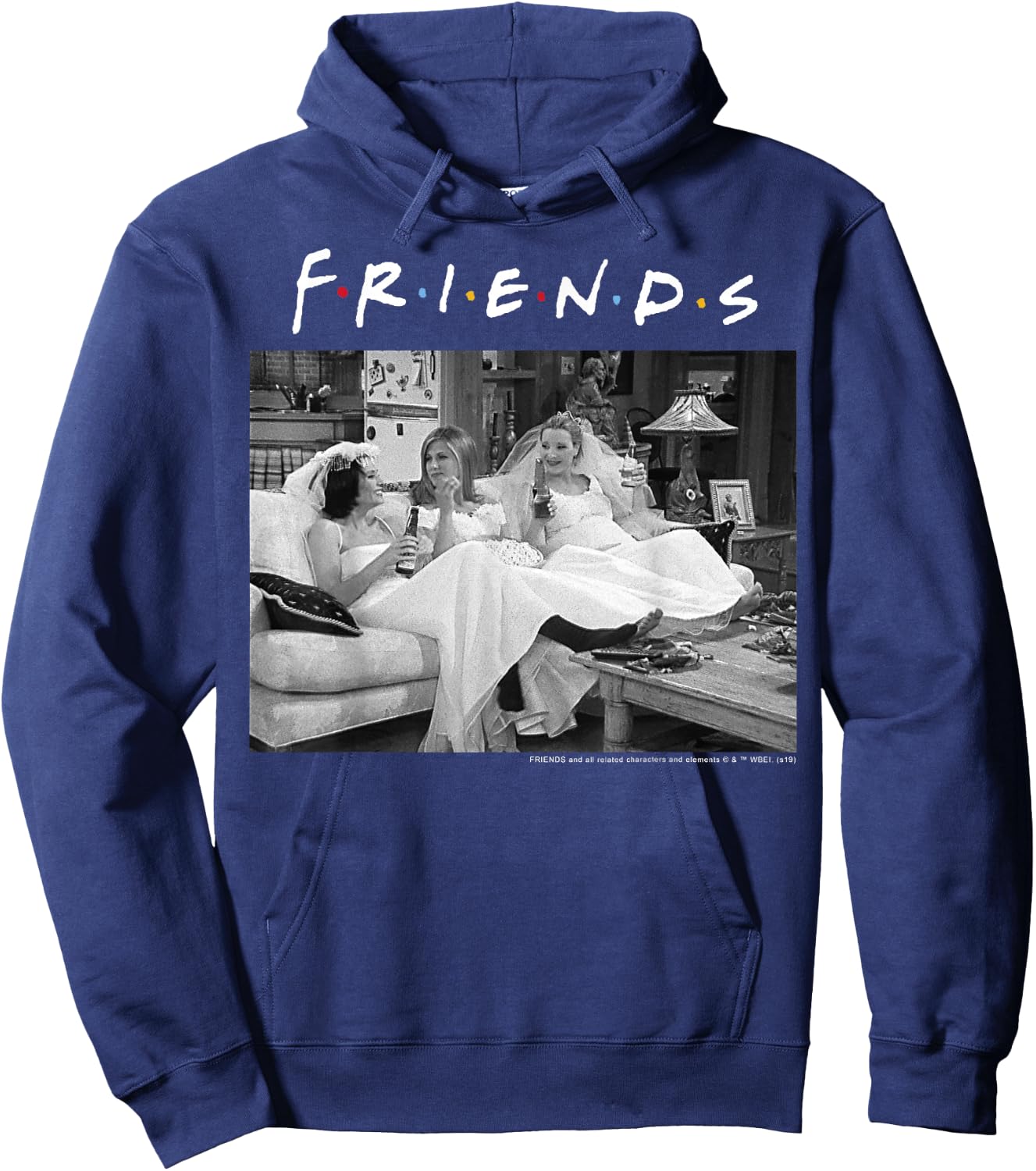 Friends Wedding Gowns Black & White Portrait Hoodie - Hoodie | Navy