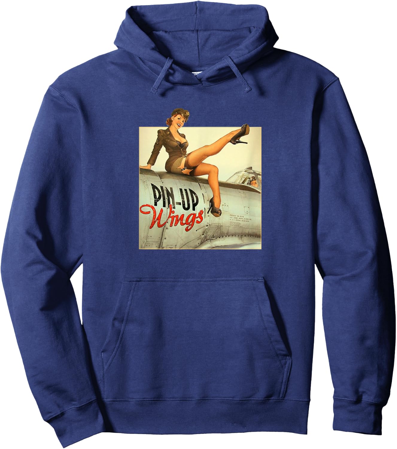 Pinup Girl Wings Vintage Poster WW2 Hoodie - Hoodie | Navy
