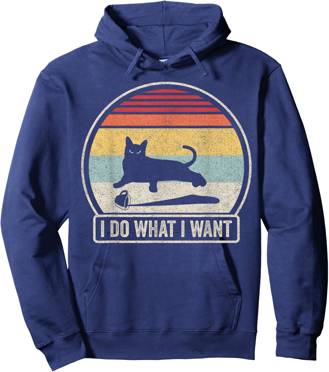 Retro Vintage I Do What I Want Cat Hoodie - Hoodie | Navy