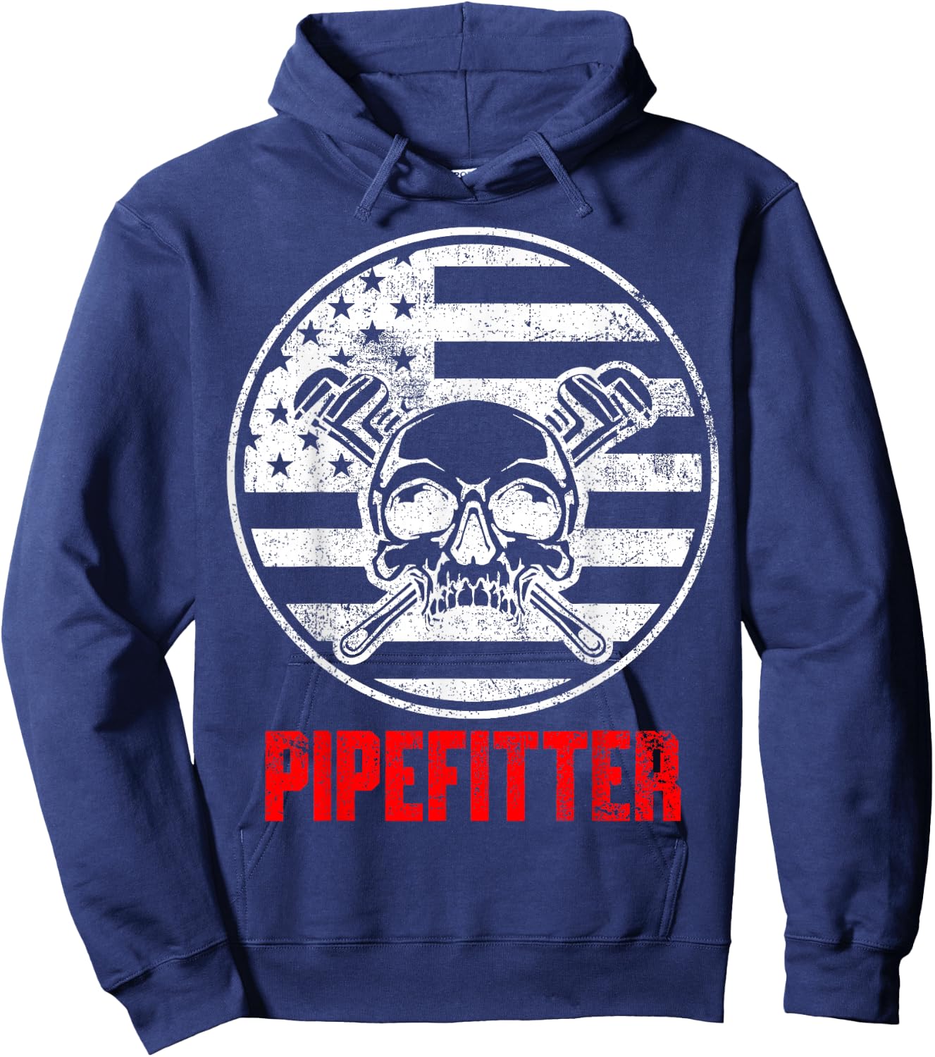 Pipefitter USA Flag Patriotic Hoodie - Hoodie | Navy