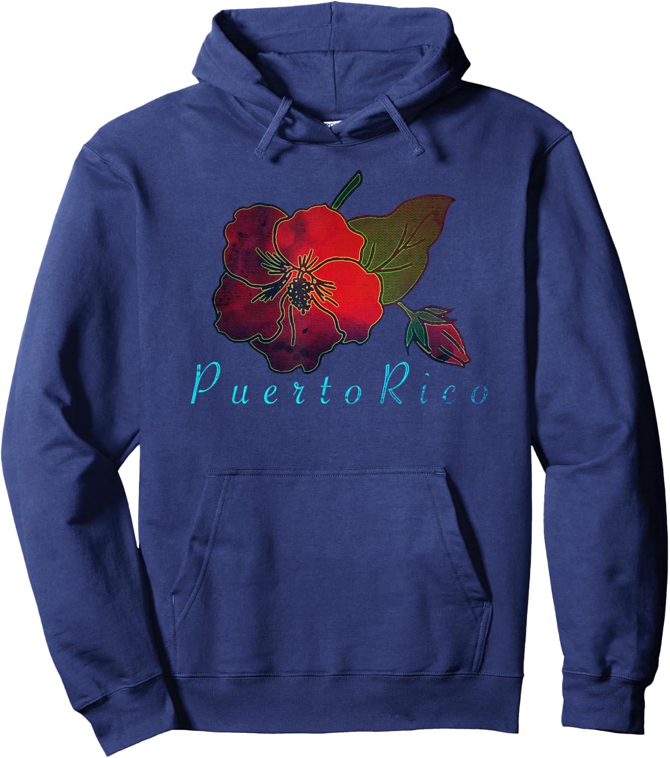 Flor de Maga Boricua Puerto Rico Hoodie - Hoodie | Navy