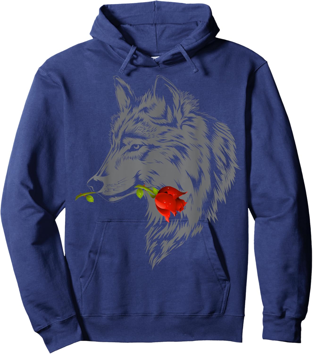 Wolf Rose | Cute Valentine Gray Wolf Gift Hoodie - Hoodie | Navy