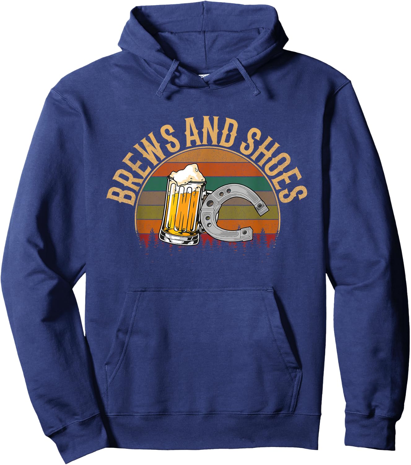 Brews and Shoes, Horseshoe Pitching Hoodie - Hoodie | Navy