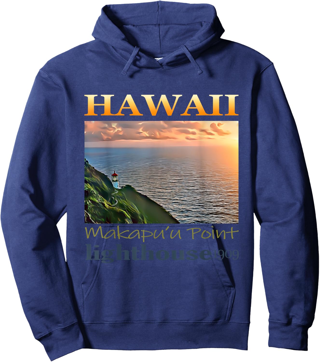 Makapu'u Point Lighthouse Hawaii 1909 Design Hoodie - Hoodie | Navy