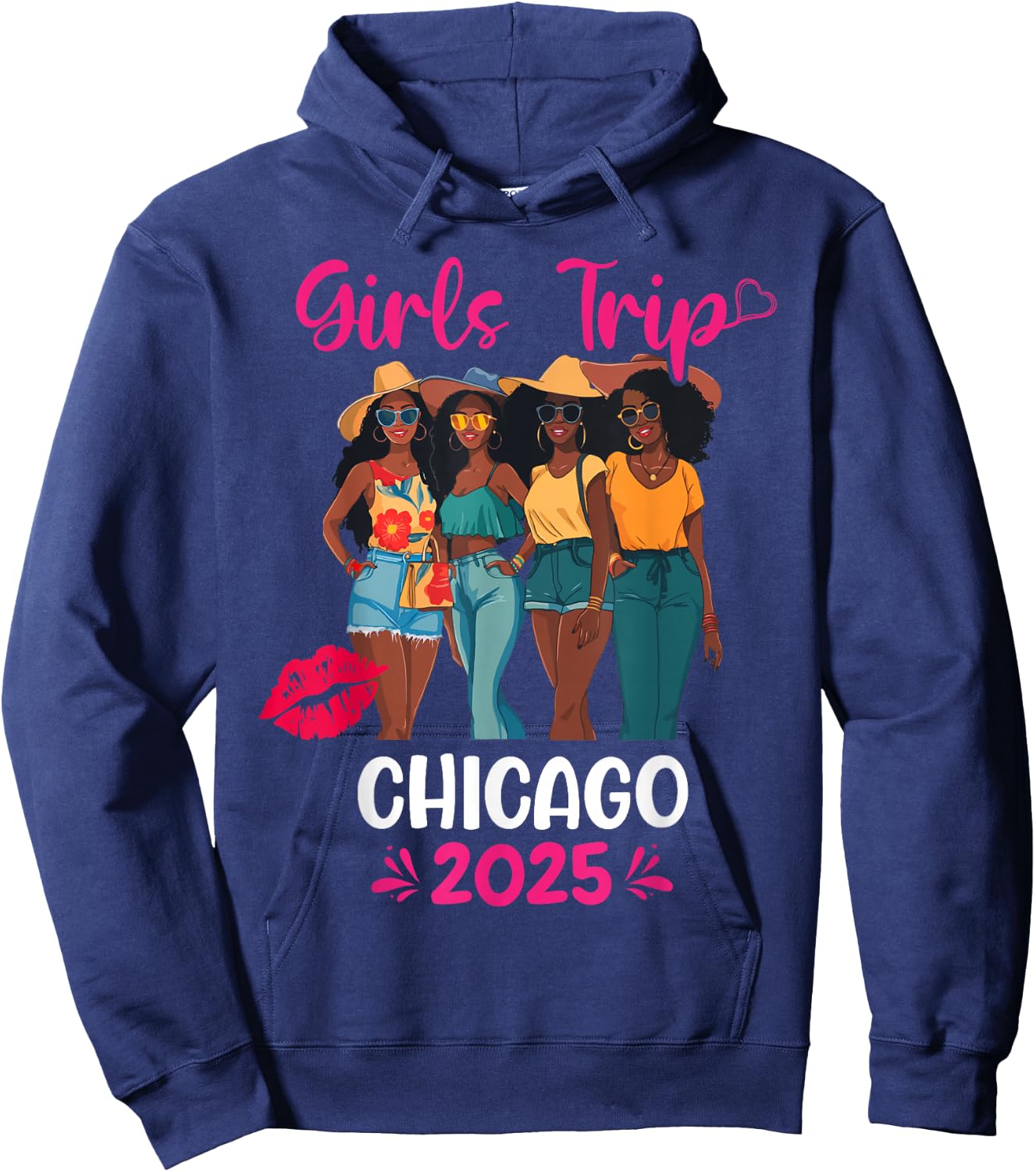 Black Girls Trip Chicago 2025 Vacation Matching Hoodie - Hoodie | Navy