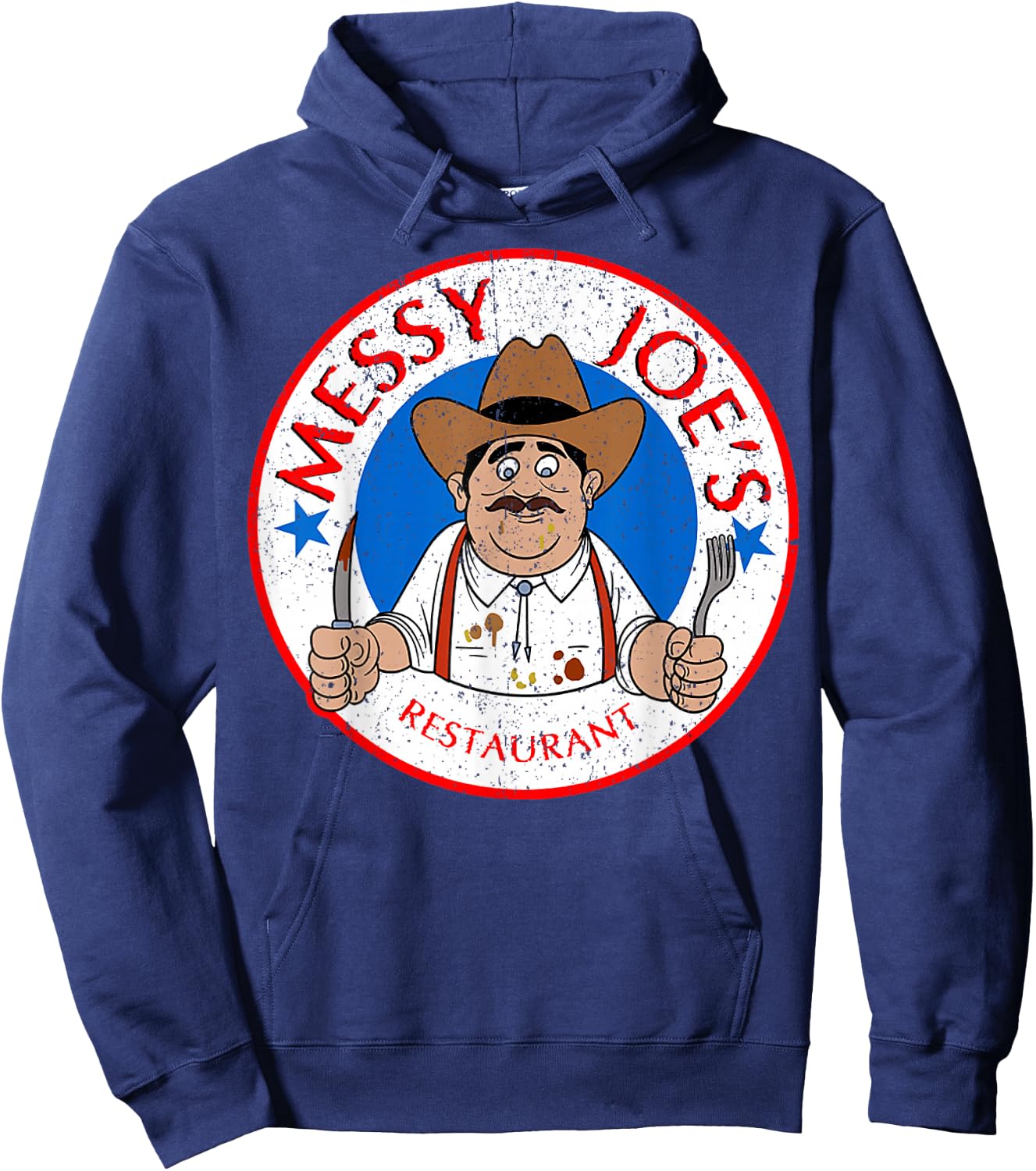 Vintage Messy Joes Restaurant Hoodie - Hoodie | Navy