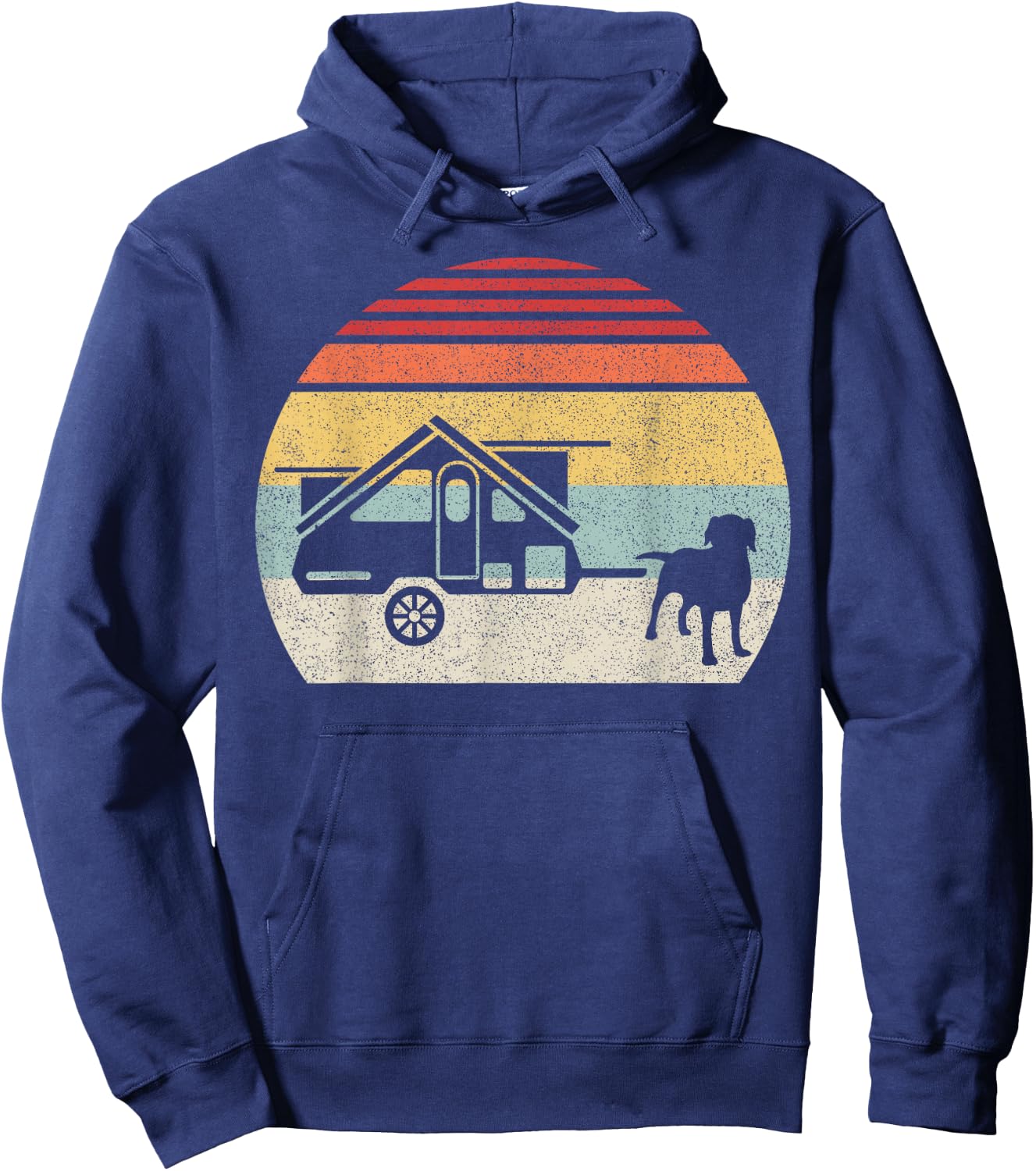 Retro Vintage Dog Aliner A-Frame Travel Trailer Hoodie - Hoodie | Navy