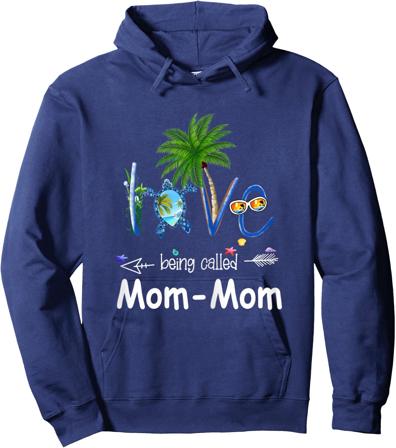 Love being called Mom-Mom turtle summer Hoodie - Hoodie | Navy