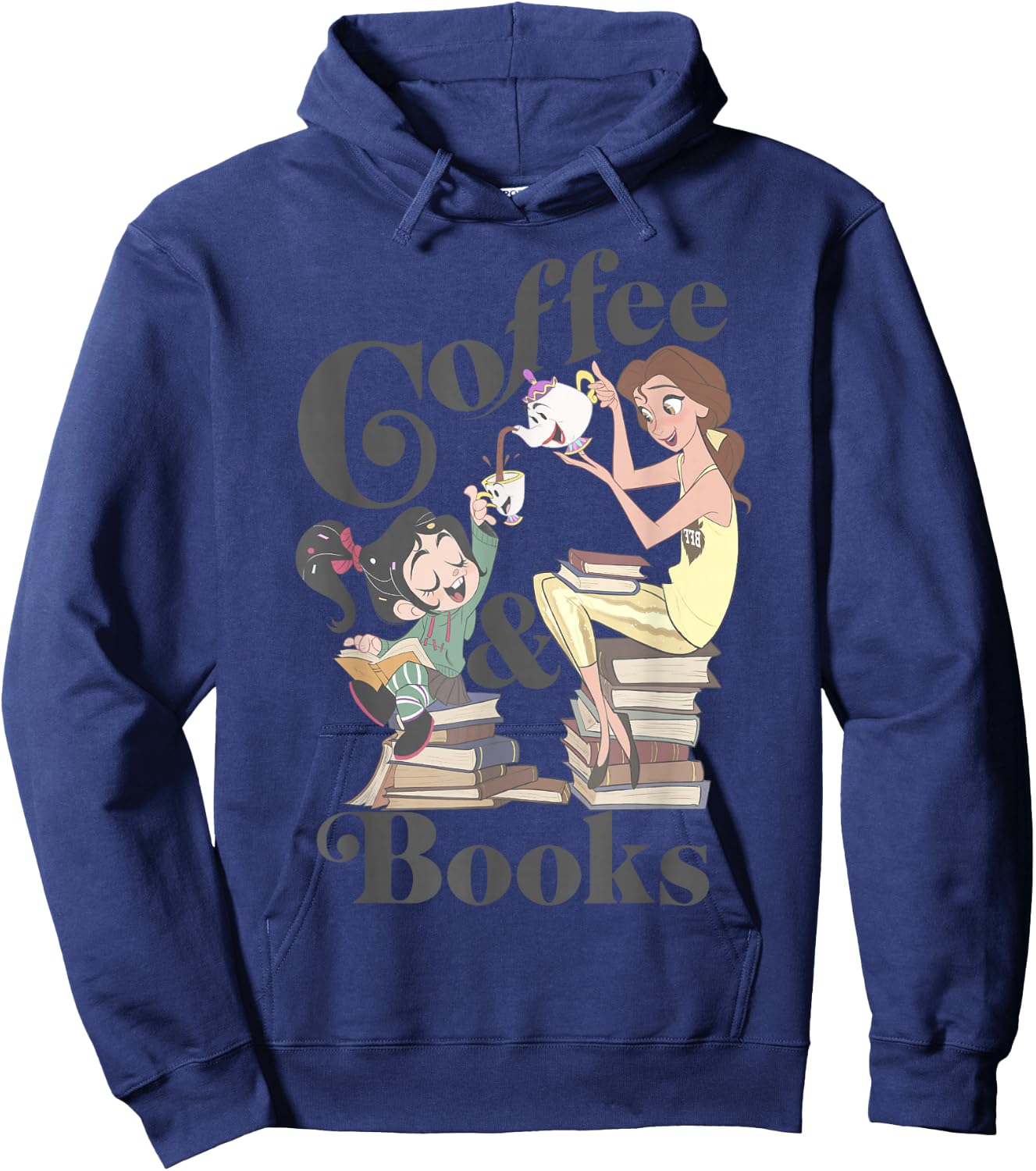 Disney Belle & Vanellope Coffee And Books Hoodie - Hoodie | Navy