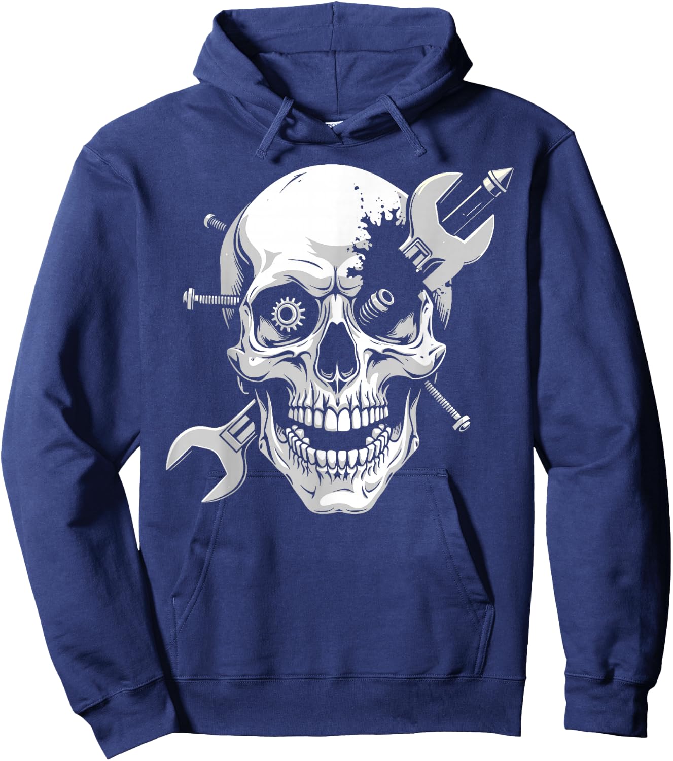 Skull mechanic wrench screw mechanic gifts Hoodie - Hoodie | Navy