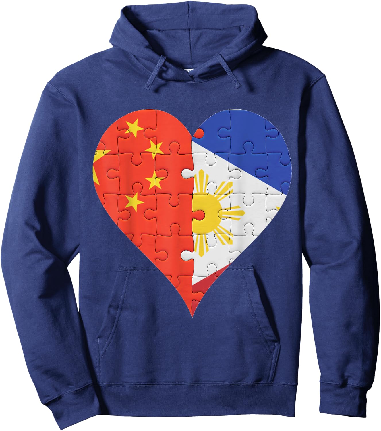 Chinese Filipino Flag Heart Hoodie - Hoodie | Navy