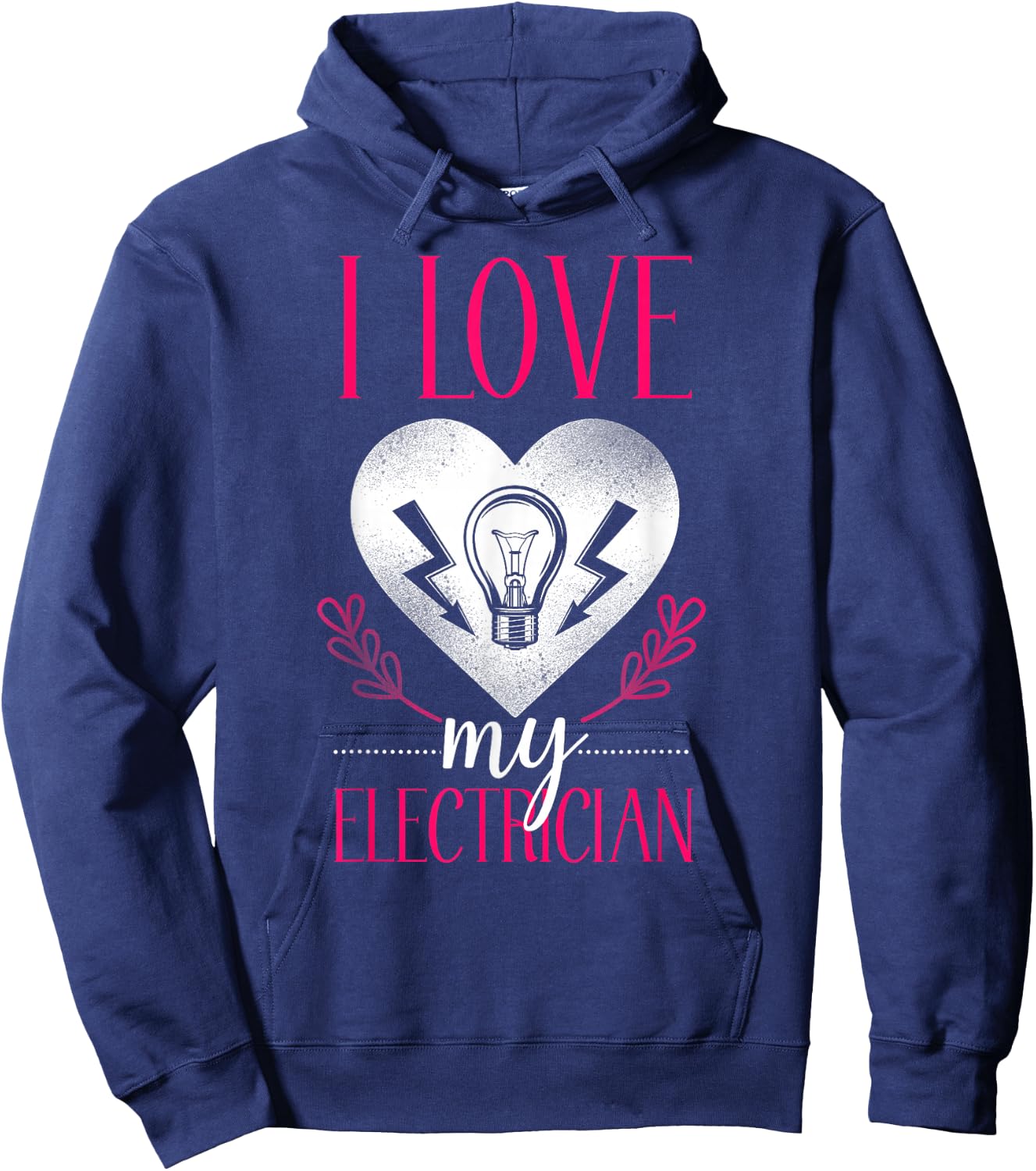 I Love My Electrician Heart Wife Girlfriend Hoodie - Hoodie | Navy