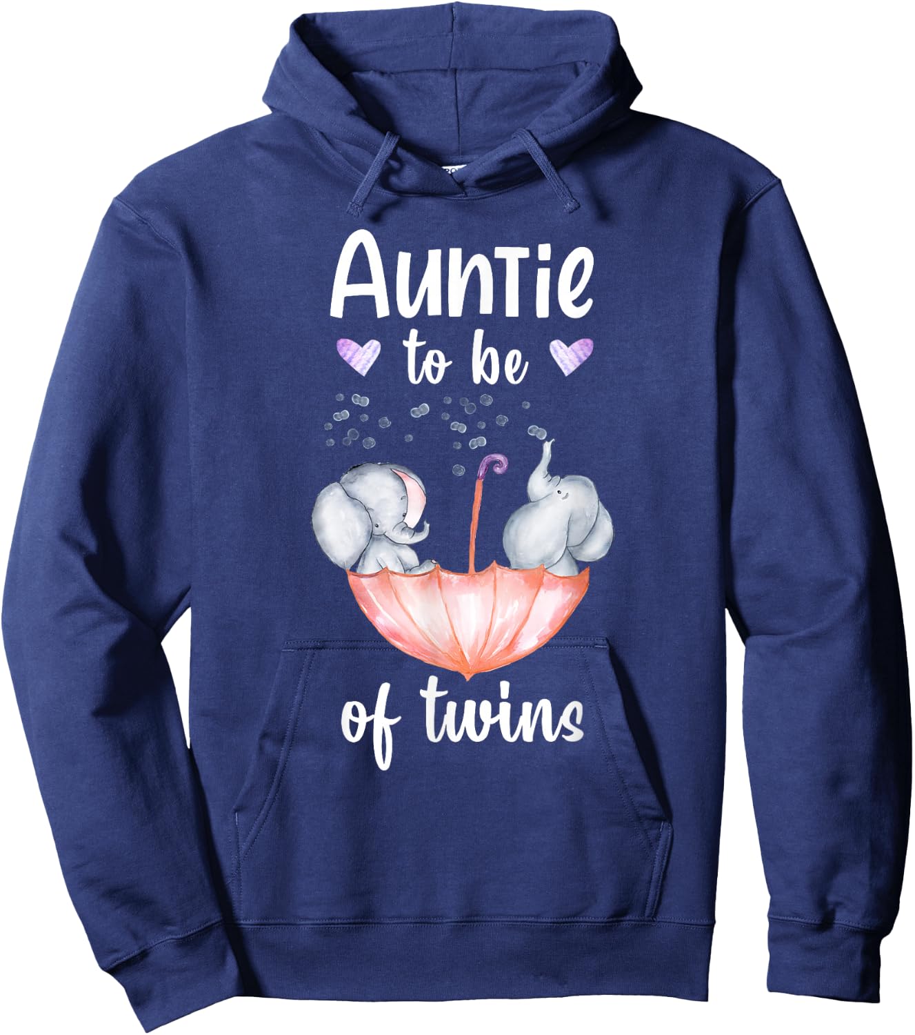 Auntie To Be Of Twins Baby Shower Elephant Hoodie - Hoodie | Navy