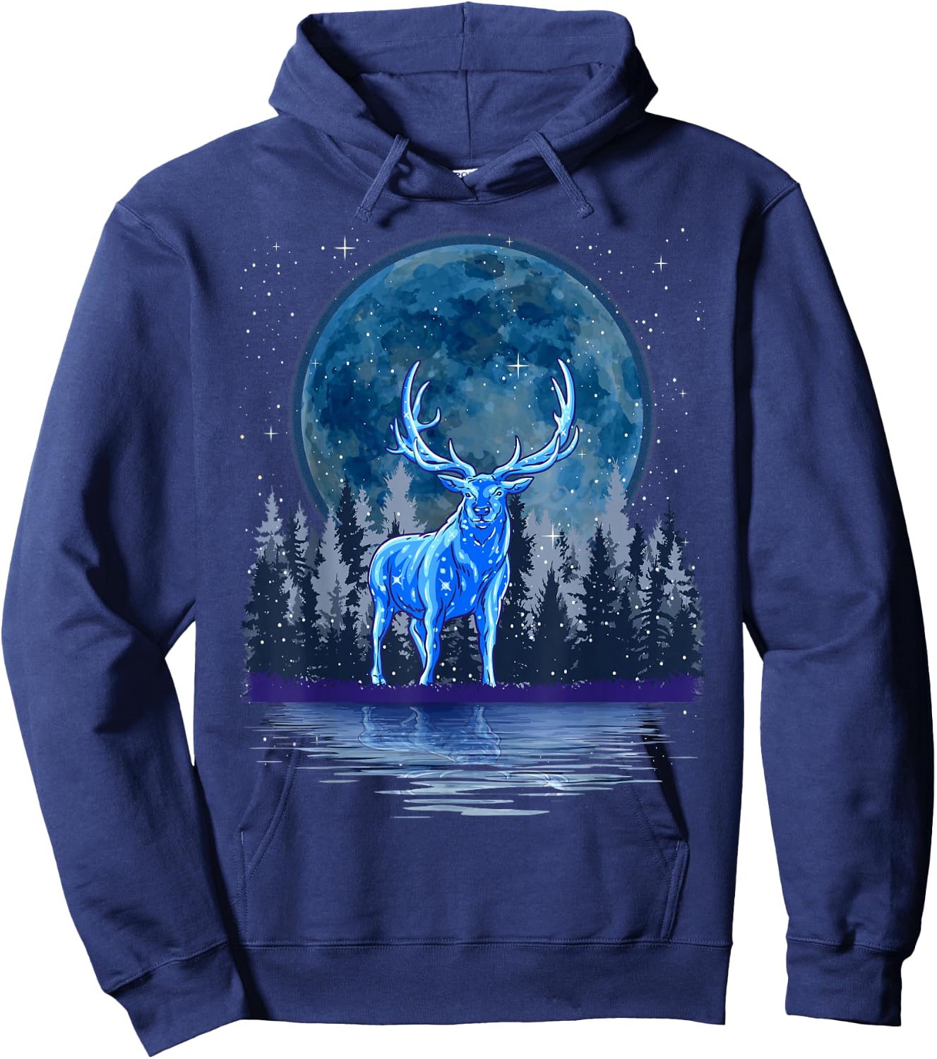 Vintage Winter Elk Reindeer Hoodie - Hoodie | Navy