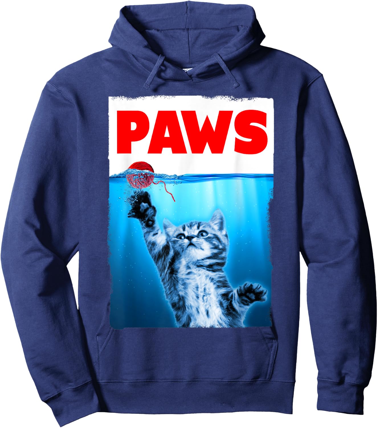 Paws Cat Parody Chasing String Ball Hoodie - Hoodie | Navy