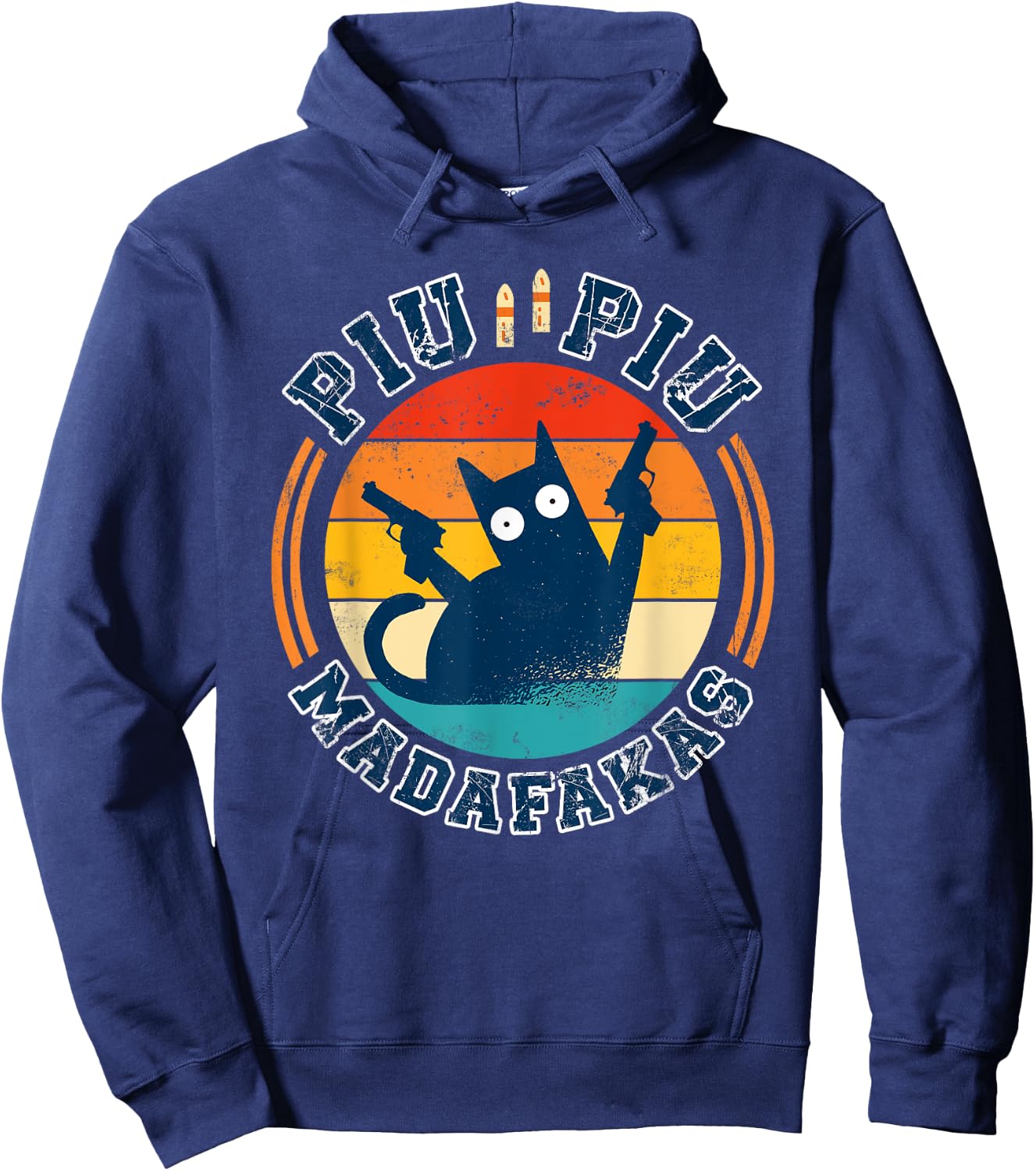 Piu Piu Pew Madafakas Novelty Funny Cat Vintage Hoodie - Hoodie | Navy