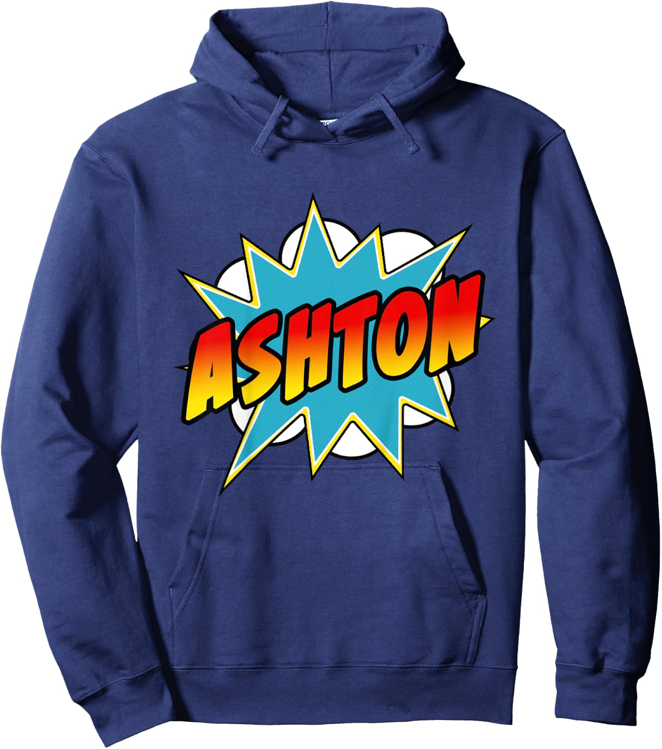 Kids Boys Ashton Name Comic Book Superhero Hoodie - Hoodie | Navy