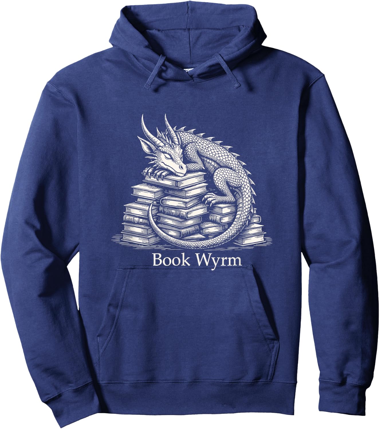 Book Wyrm Fantasy Creature Reading Mythical Art Hoodie - Hoodie | Navy