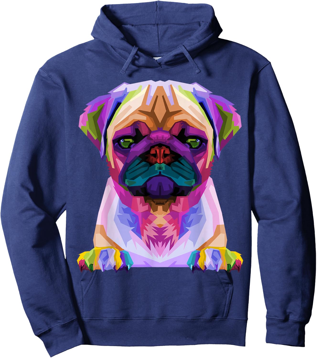 Pug Pop Art Colorful Portrait for Dog Lovers Hoodie - Hoodie | Navy