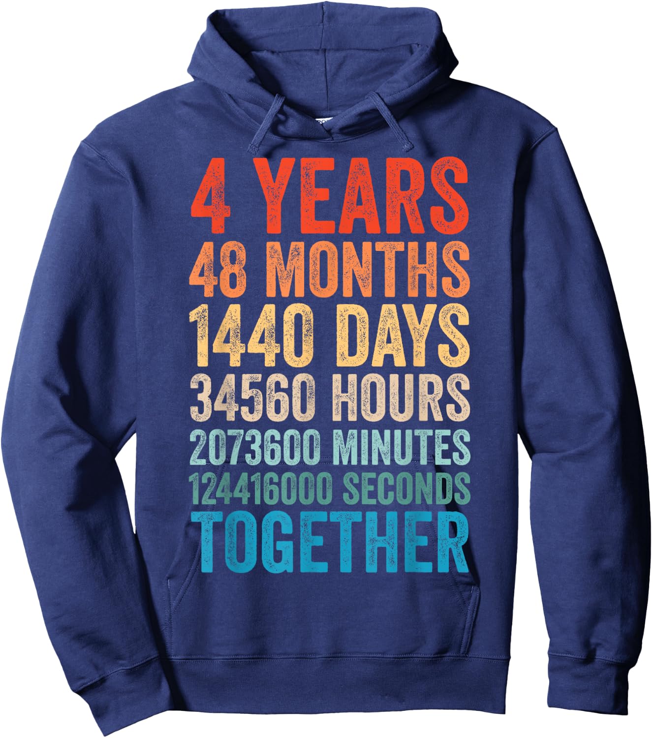 4 Year Anniversary Him Her Couple 4th Wedding Hoodie - Hoodie | Navy