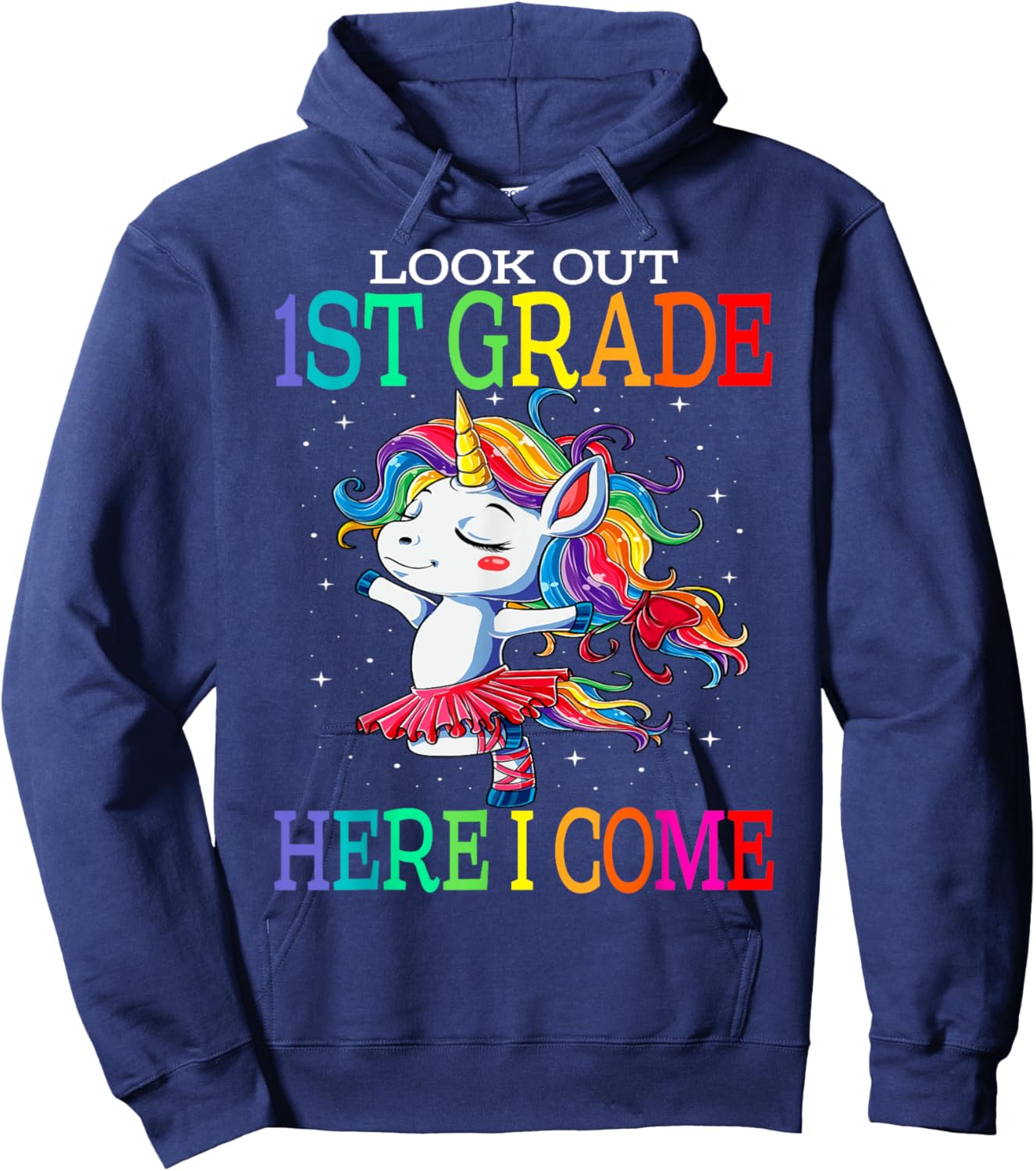Kids Look Out 1st Grade Here I Come Unicorn Hoodie - Hoodie | Navy
