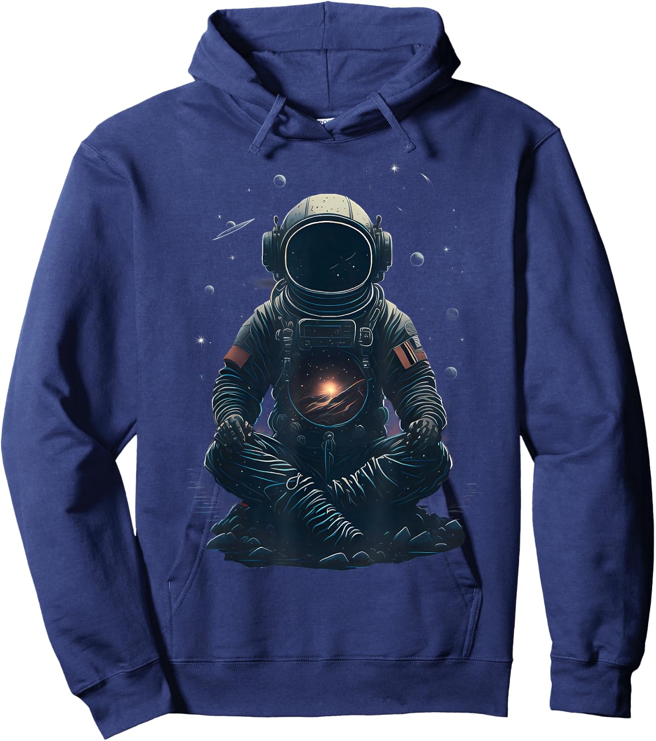 Galaxy Meditating Astronaut Graphic Hoodie - Hoodie | Navy