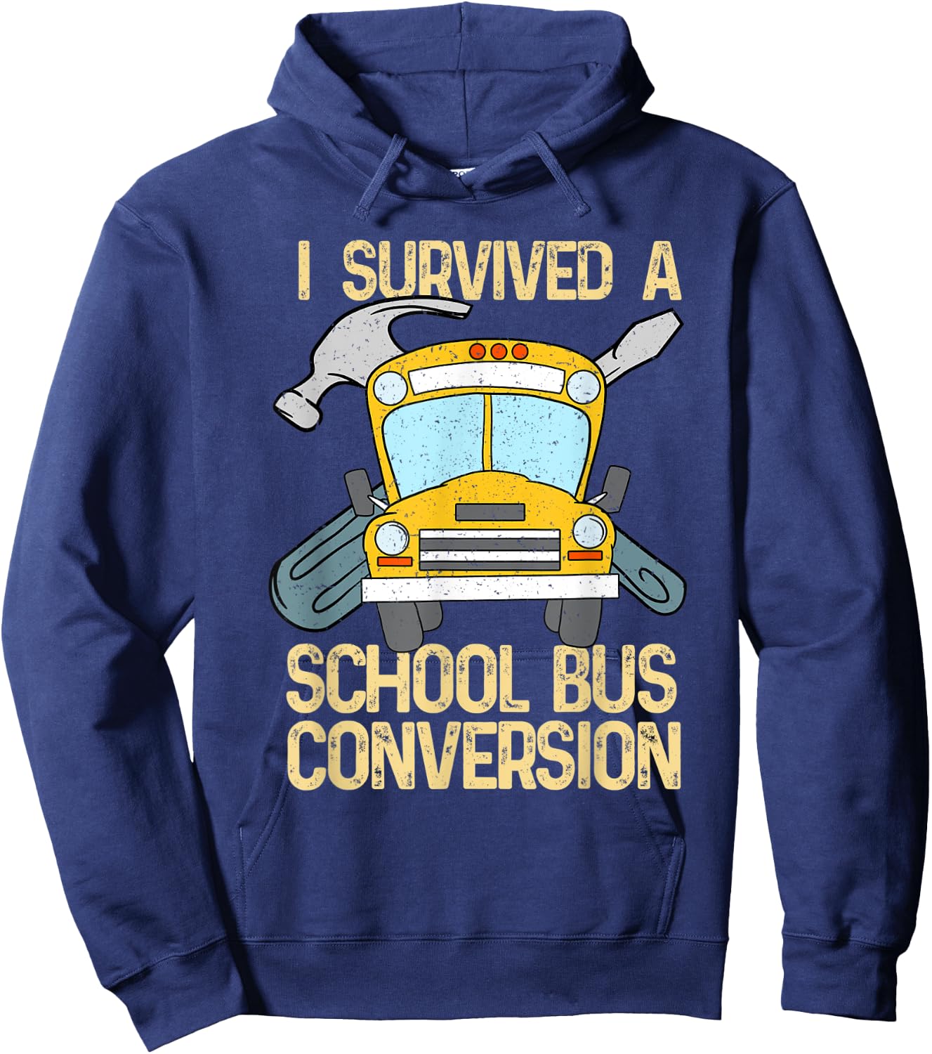 School Bus Conversion Survivor Camper Van Gift Hoodie - Hoodie | Navy