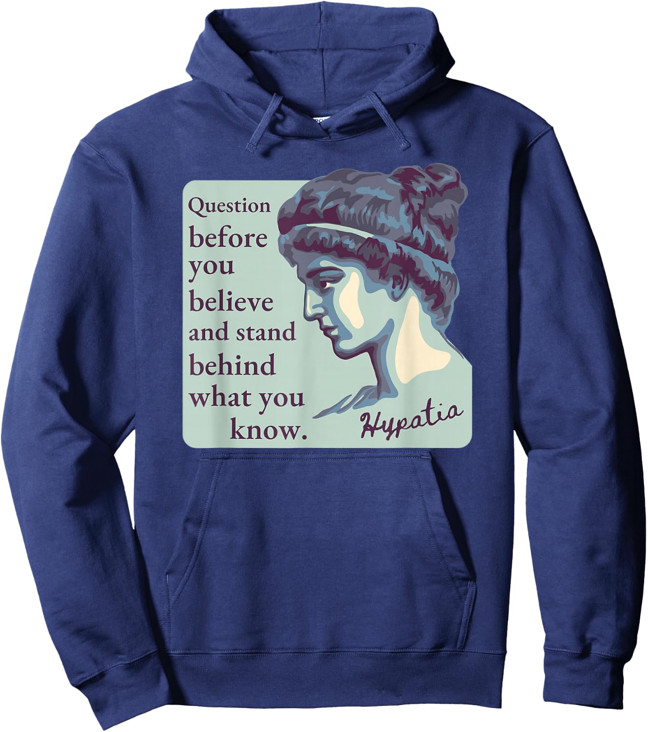 Hypatia of Alexandria Portrait and Quote Hoodie - Hoodie | Navy