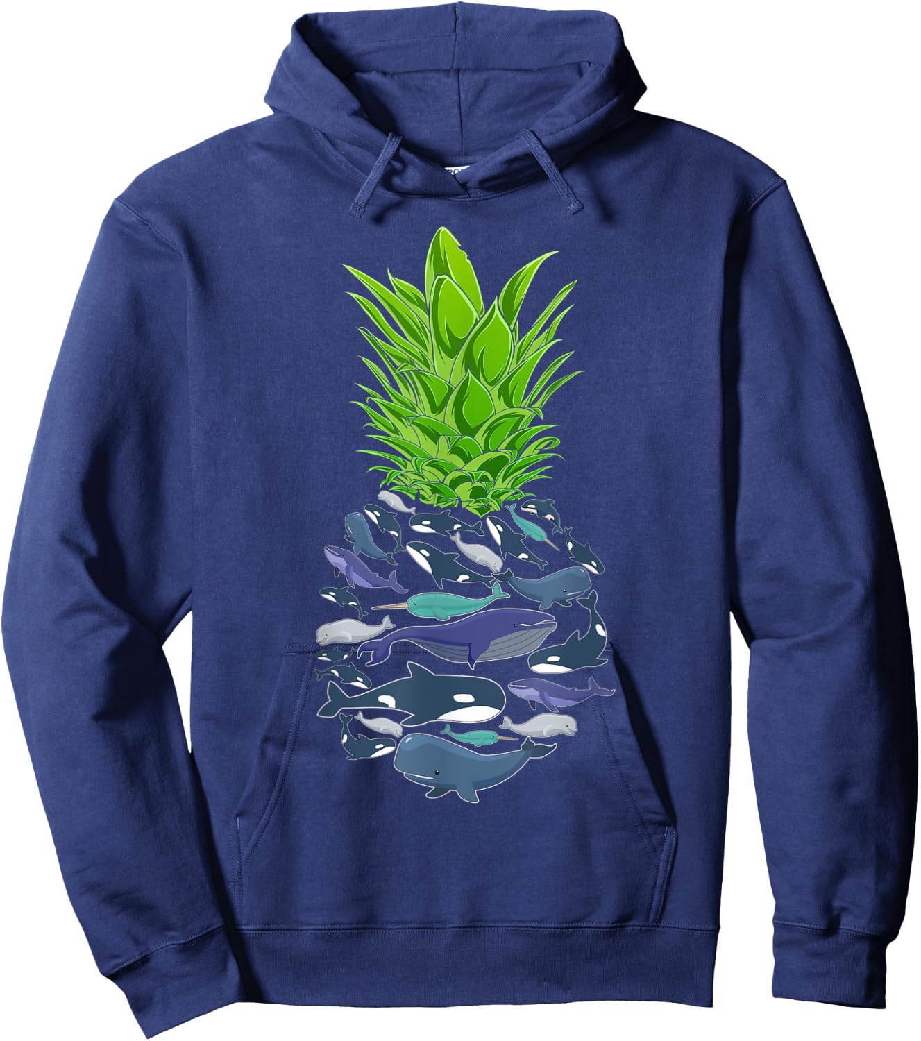 Hawaii Pineapple Whales Hoodie - Hoodie | Navy