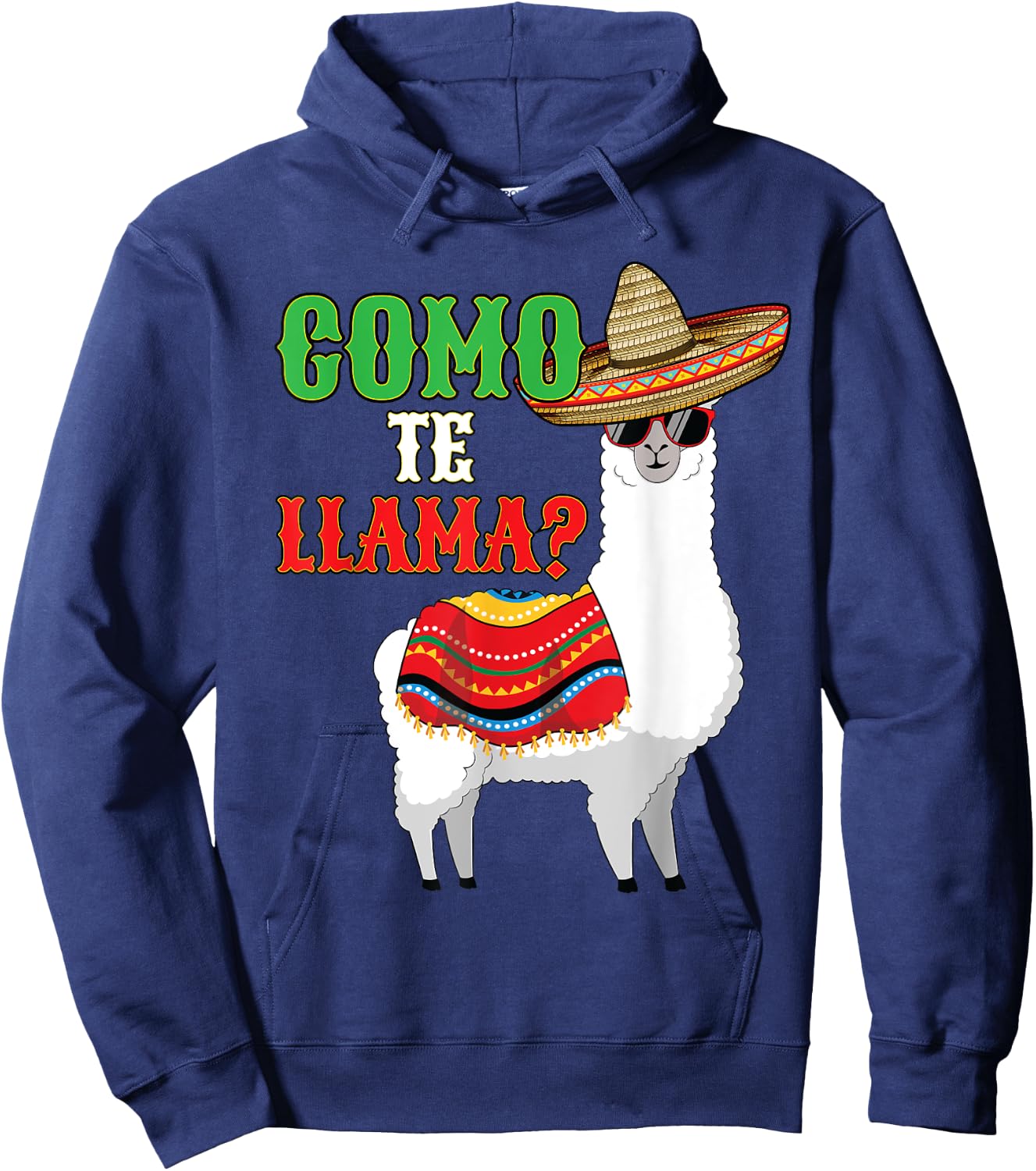 Llama Shirt Funny Como te Llama Cinco de Mayo Hoodie - Hoodie | Navy