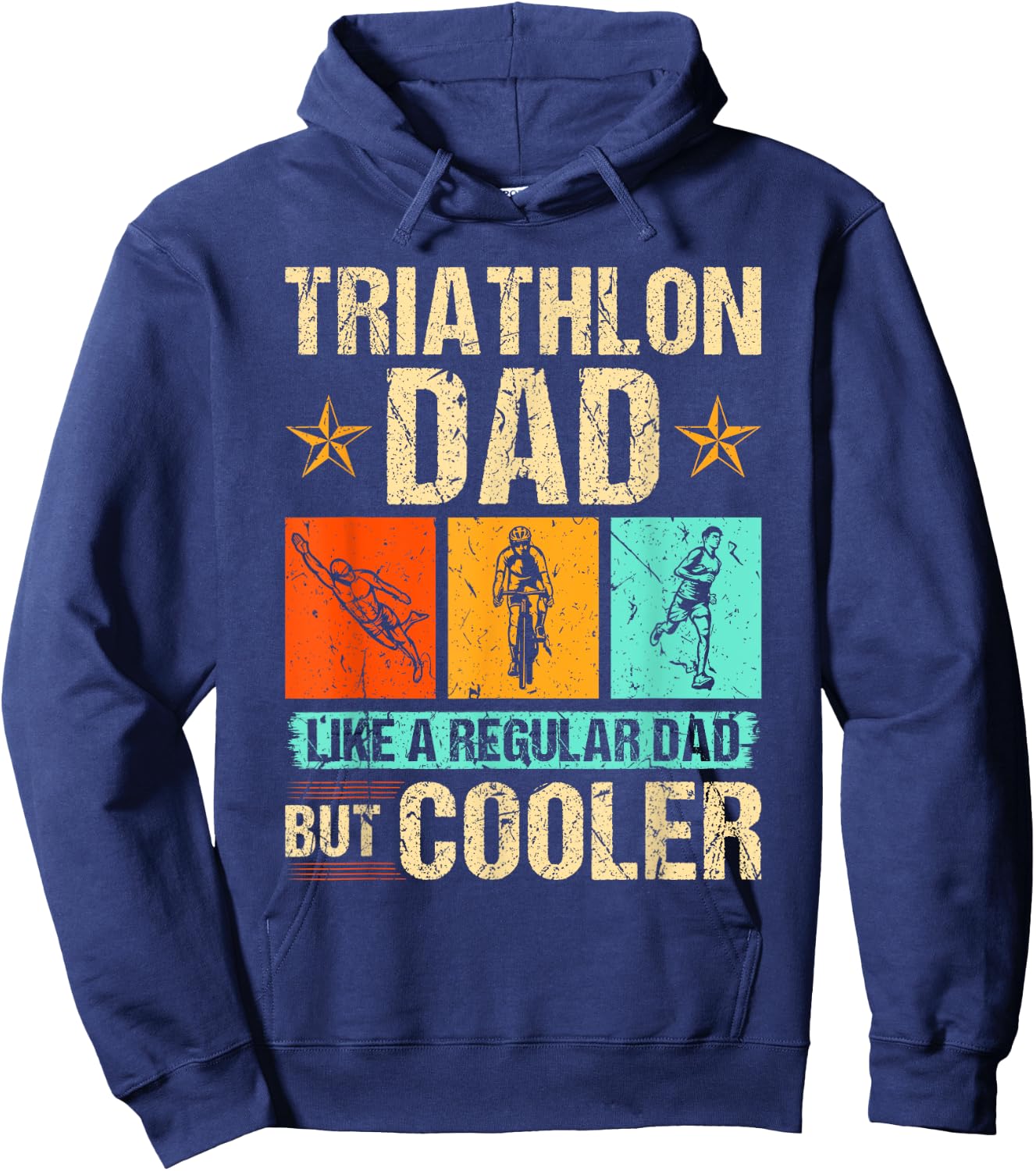 Triathlon Dad Swim Run Bike Father's Day Hoodie - Hoodie | Navy